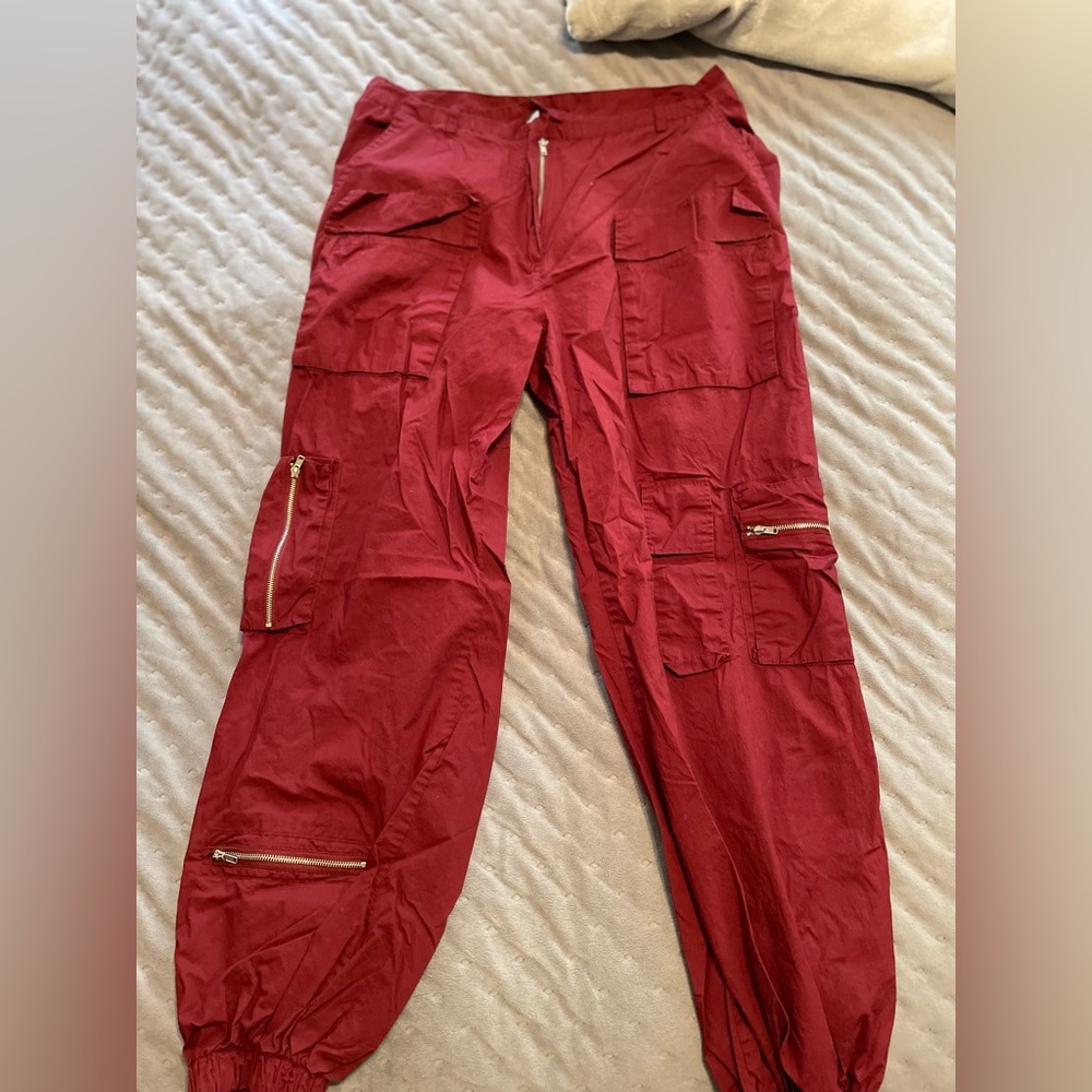 Forever21 Burgundy Cargo Joggers LRG